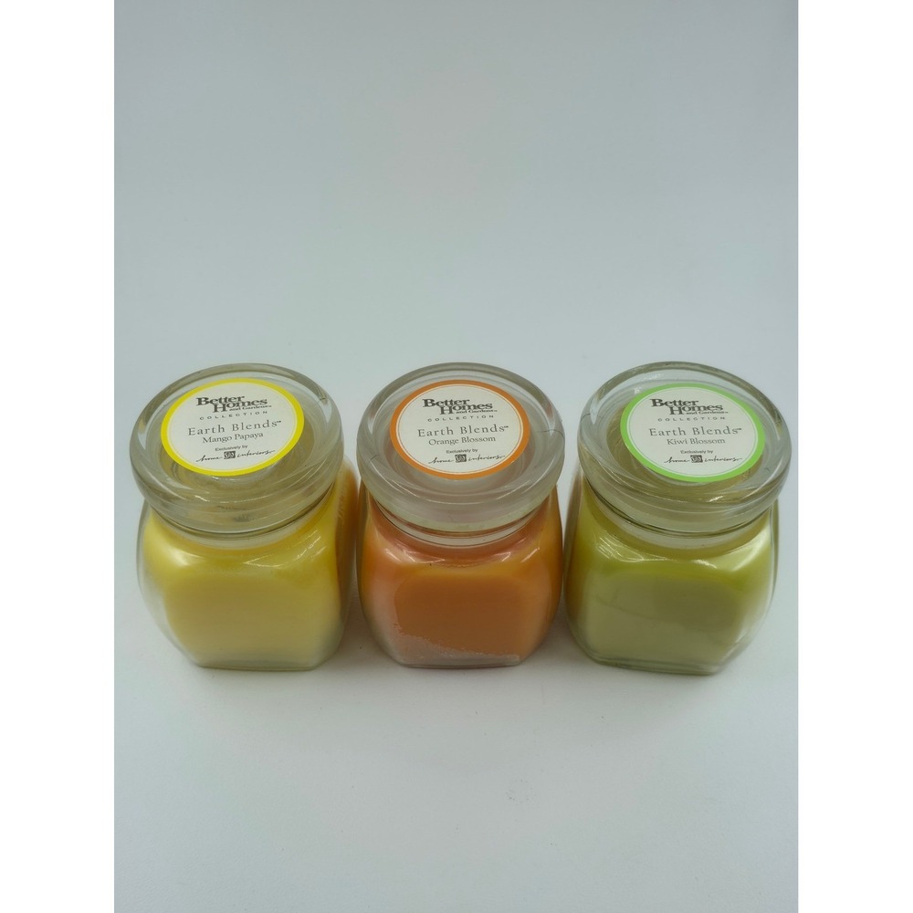 Better Homes and Gardens Earth Blends Candle Set Mango Orange Kiwi 3-Piece Lot